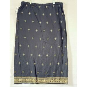 Sag Harbor black gold sheath skirt faux embrodiery Extra Large NwT